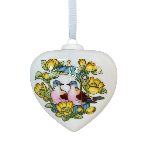 VTG Hutschenreuther Heart Christmas Ornament 1996 Two Turtle Doves Love Birds - Picture 7 of 7